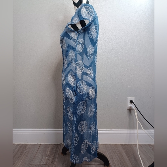 Sarah Stewart 100% Silk Sheer Artsy Printed Tunic Top - Picture 8 of 16